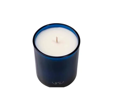 Dark&nbsp;Blue&nbsp;Sea&nbsp;Flower&nbsp;Wood Candle 230g