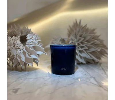 Dark&nbsp;Blue&nbsp;Sea&nbsp;Flower&nbsp;Wood Candle 230g