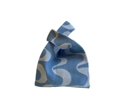 Knitted Tote Bag Blue