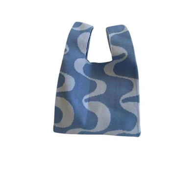 Knitted Tote Bag Blue