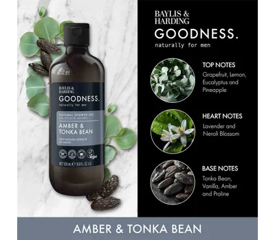 Men'S Shower Gel Amber & Tonka 500ml