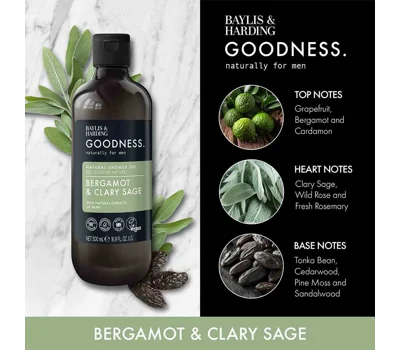 Men'S Shower Gel Bergamot & Clary Sage 500ml