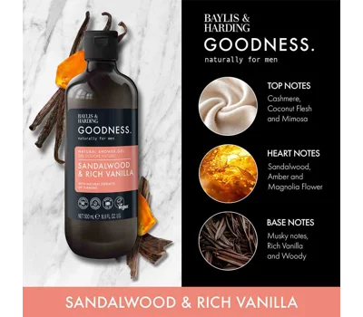 Men'S Shower Gel Sandalwood & Vanilla 500ml