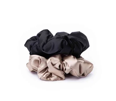 Satin Pillow Scrunchies - Black/Gold