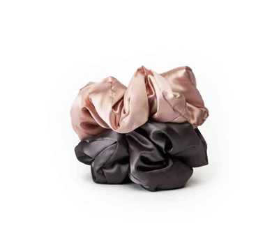 Satin Pillow Scrunces Blush/Charcoal